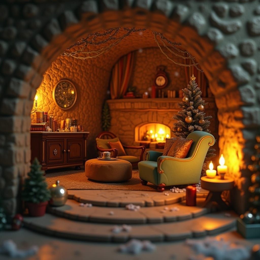 Whimsical Wichtel Retreat in a Snowy Christmas Scene