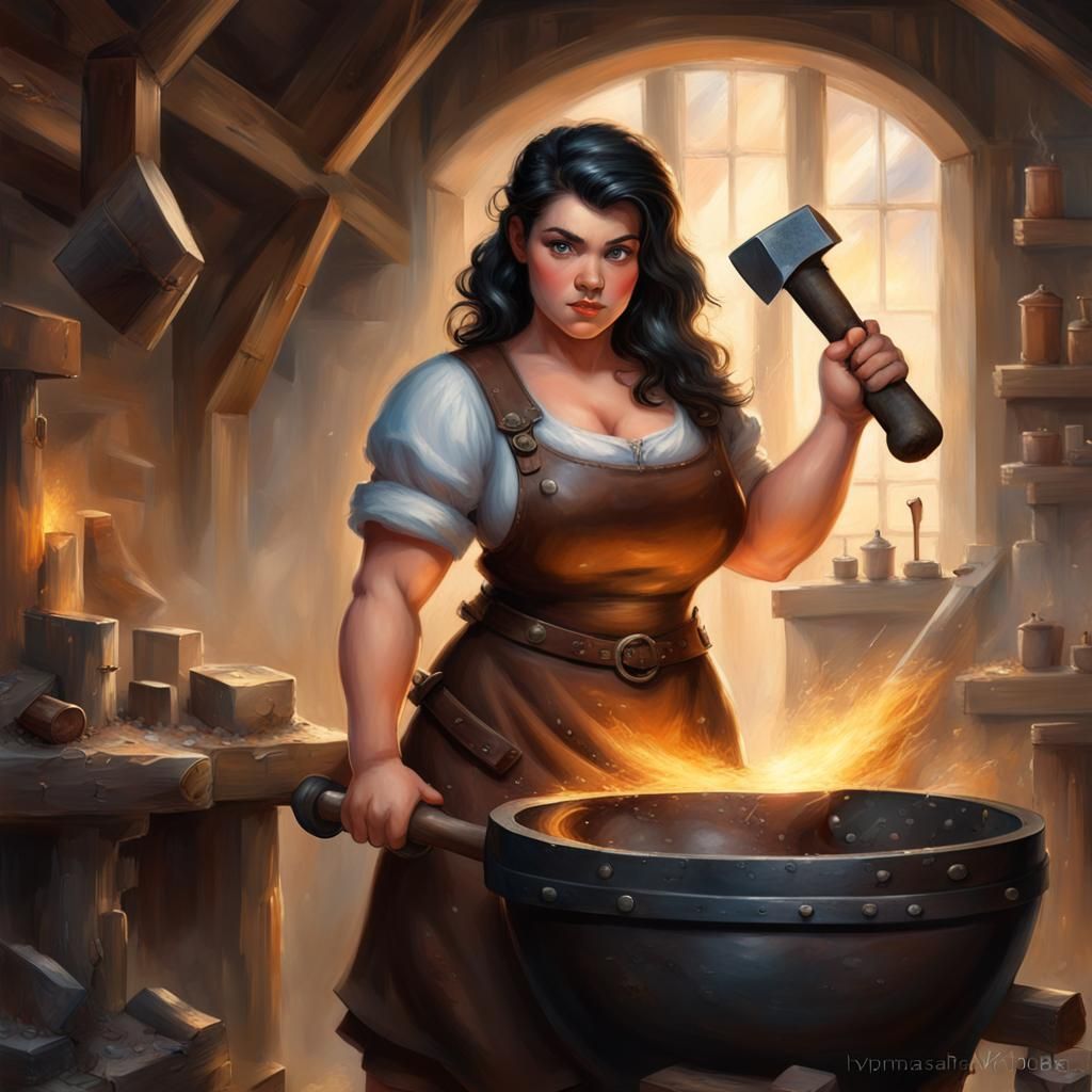 Fantasy Dwarf Blacksmith in Ethereal Style