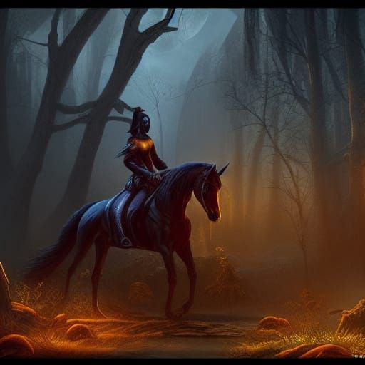 Fantastical Headless Horseman Matte Painting