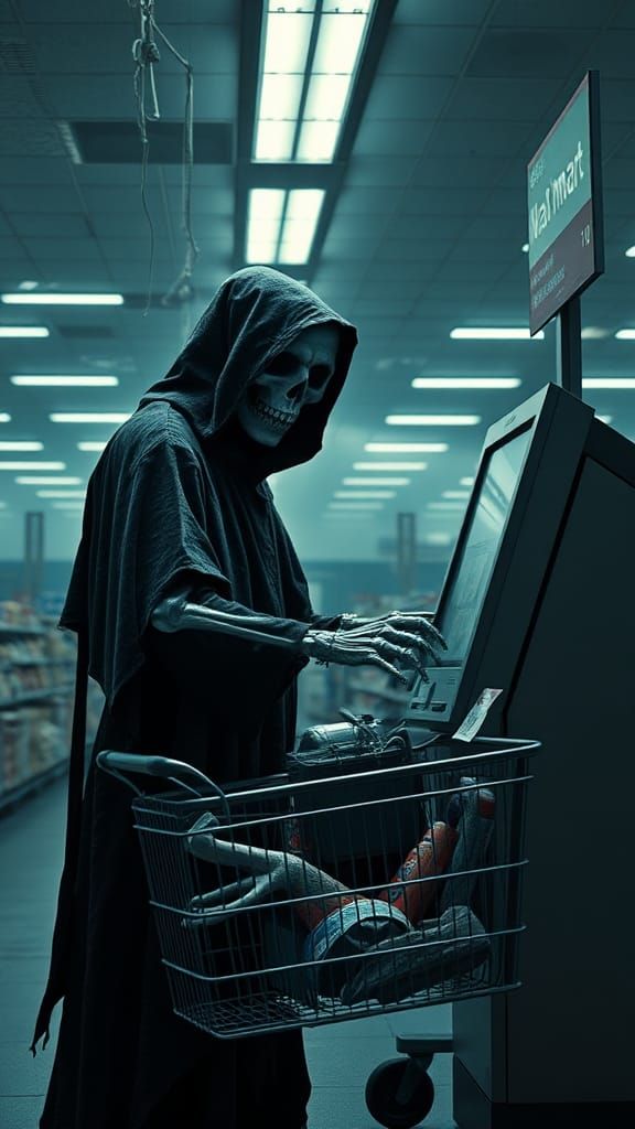 Grim Reaper's Haunting Wal-Mart Self-Checkout