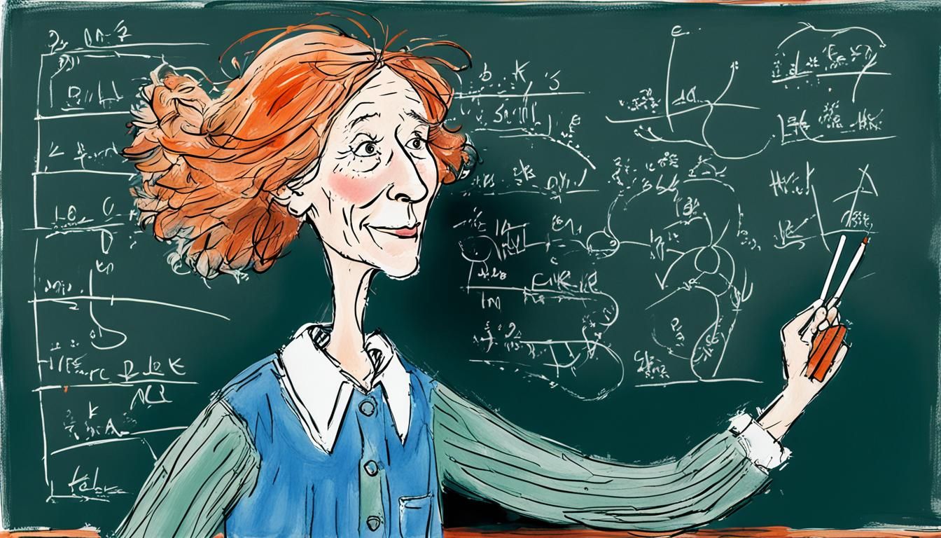 Teacher with Chalk, Abstract Style Illustration