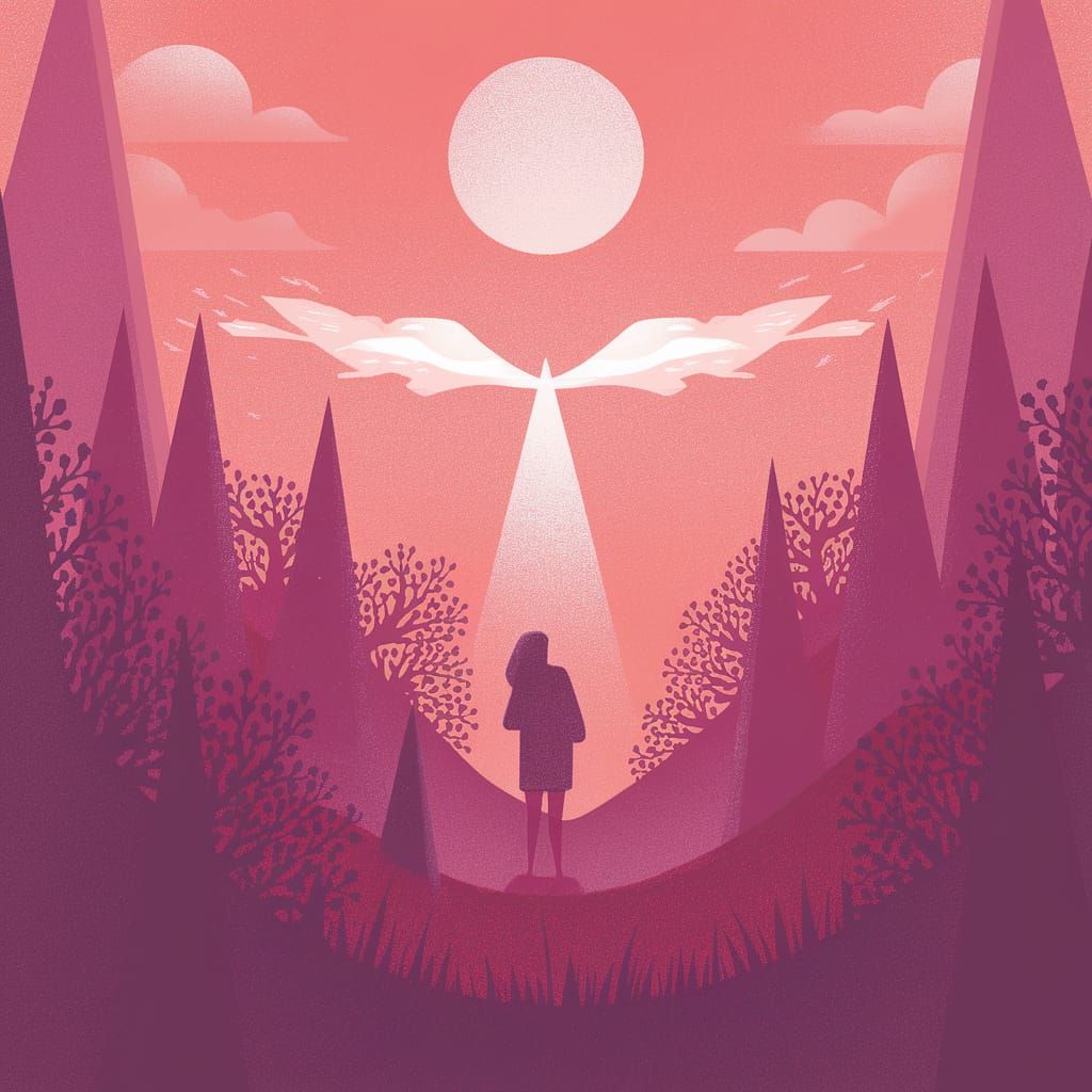 Fairycore Concept Art in Pink and Orange Stipple