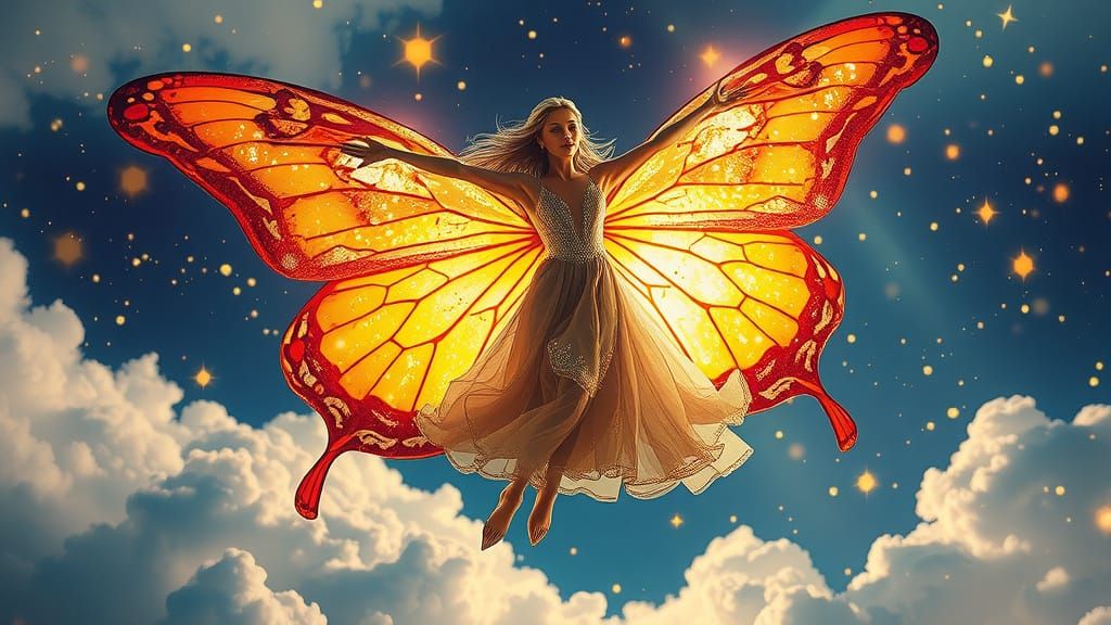 Celestial Fairy with Glittering Butterfly Wings