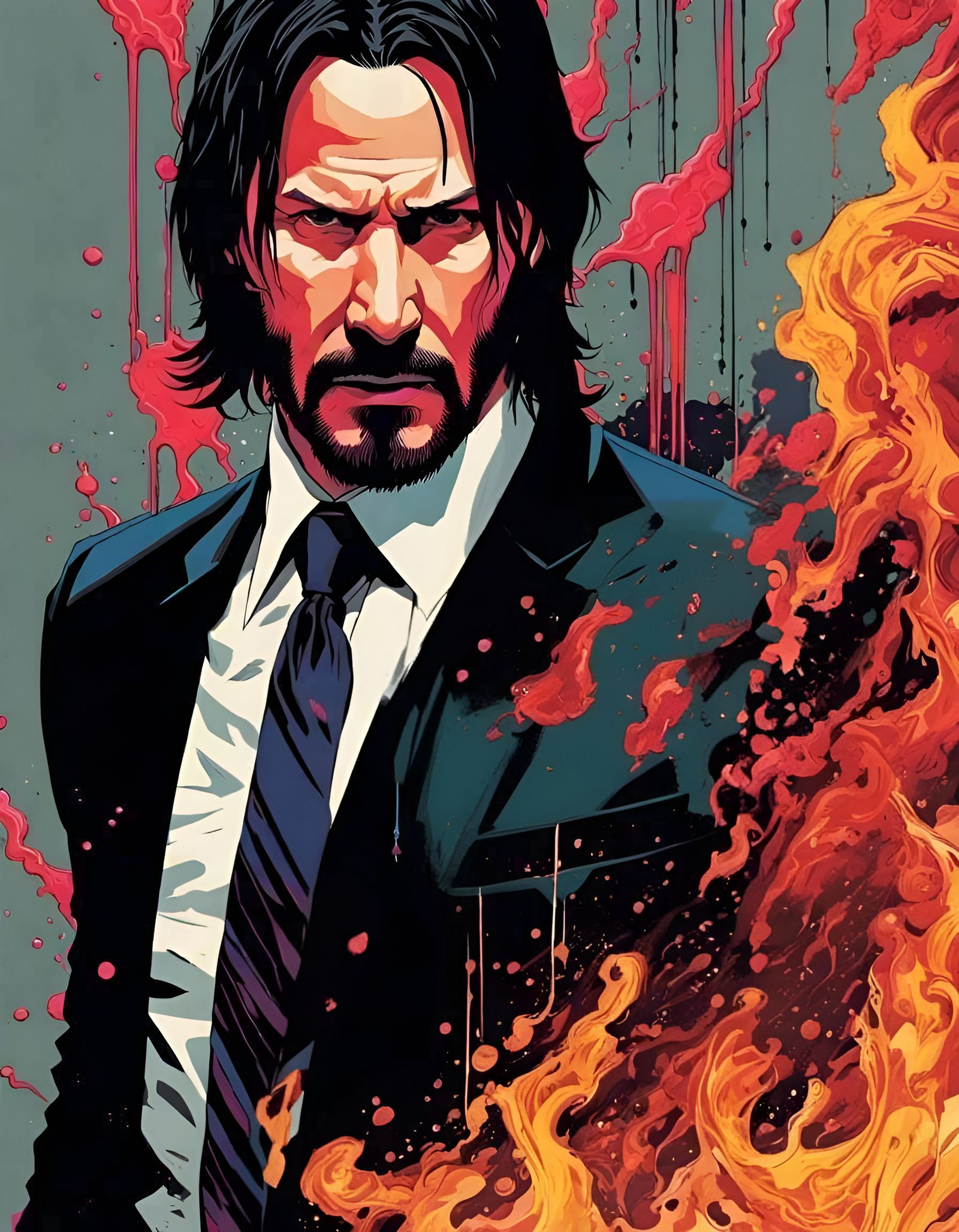 Punk Rock John Wick in Borderlands Style