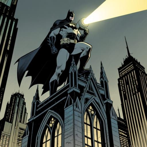Batman in Gotham City Graphic Novel Style
