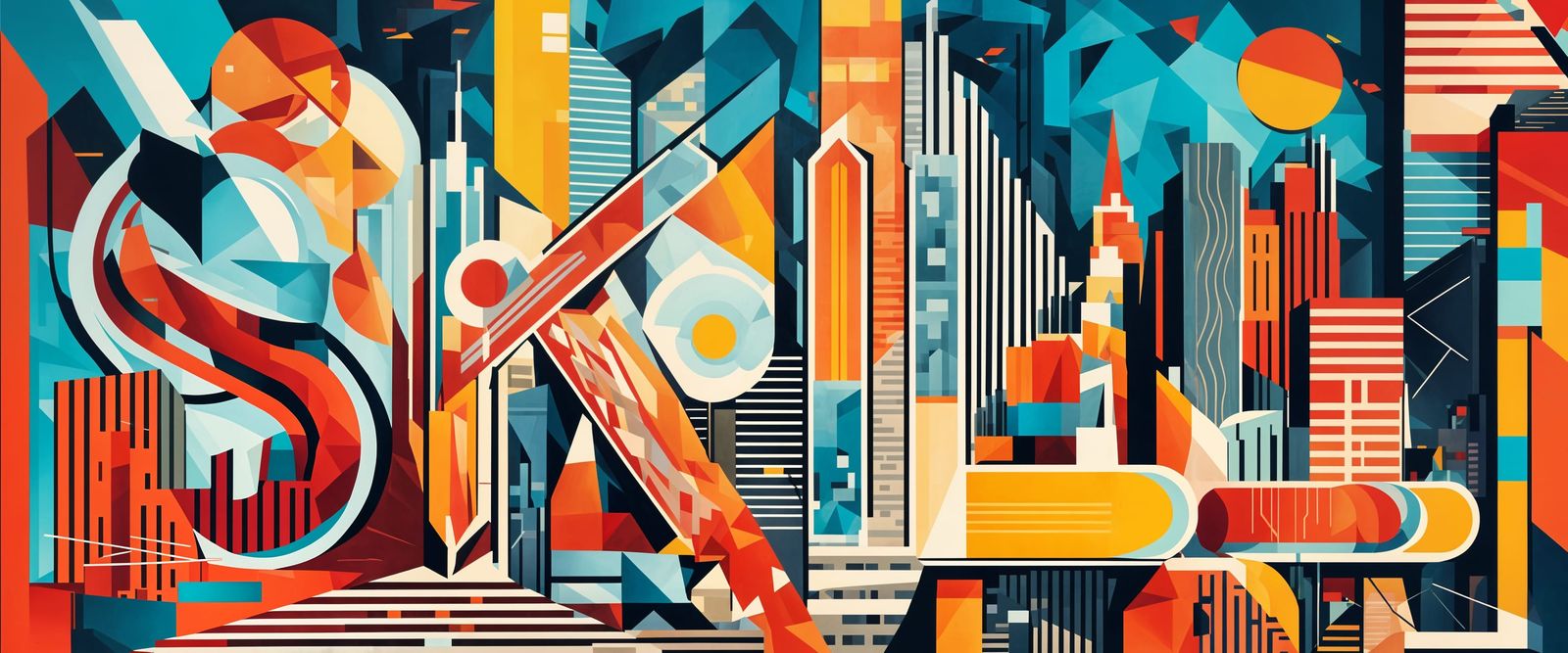 Geometric Fauvism in Cubist Art Deco Style