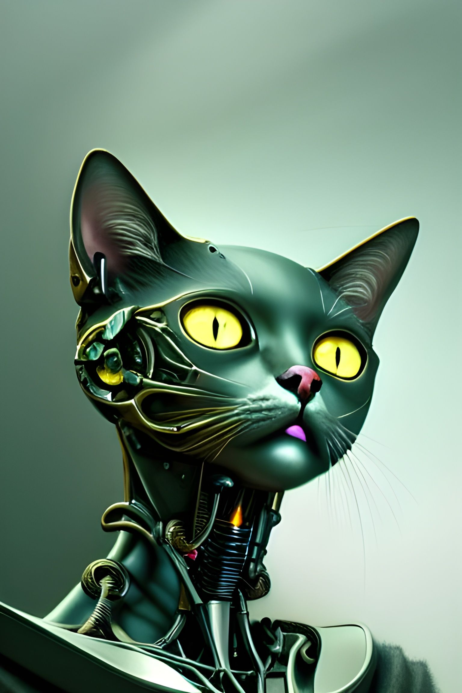 Cybernetic Cat Bot Digital Art