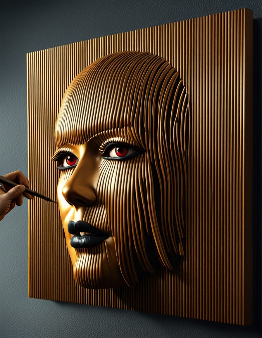 A master woodcarver displays his portraits of women.