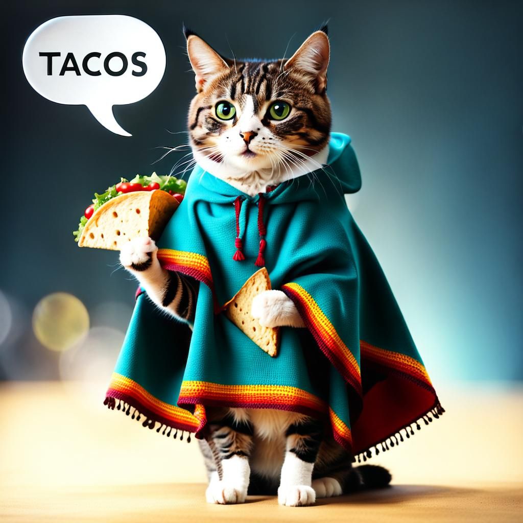 Taco Cat in Poncho: Professional Photography