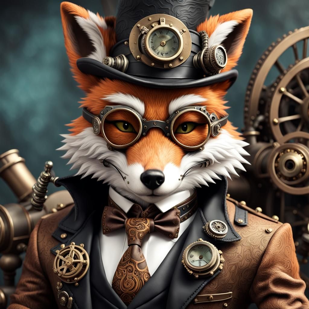 Steampunk Fox Mafia Boss Character