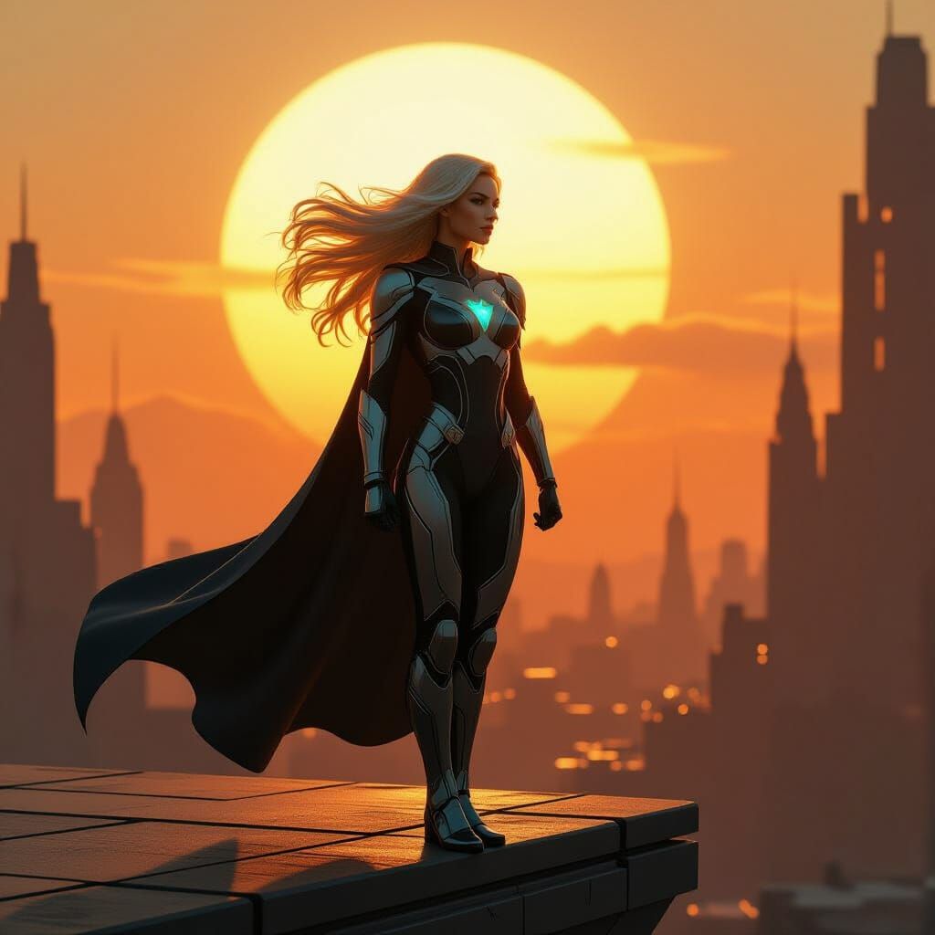 Heroic Superheroine on Krypton in Cinematic Style