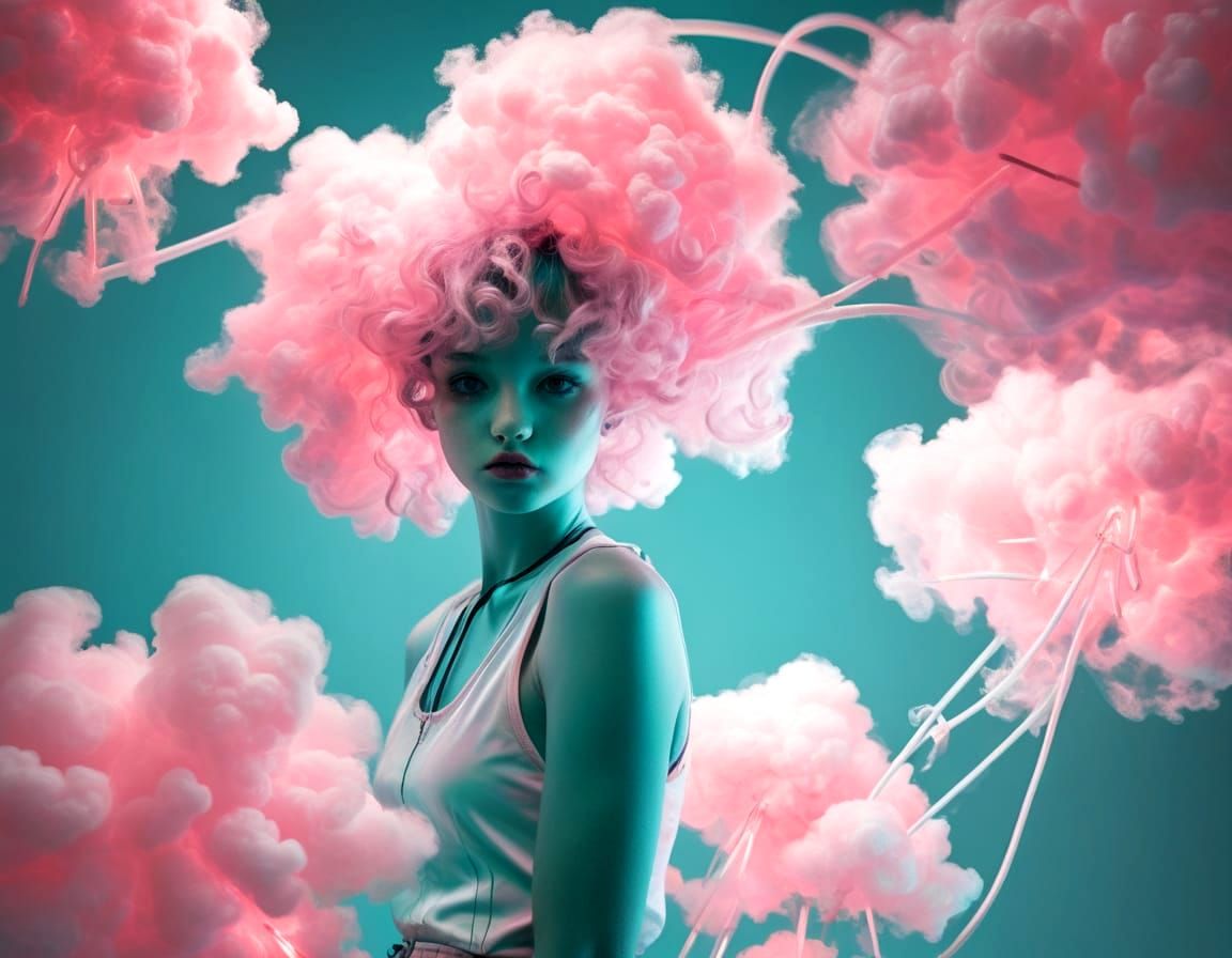 Electric Candyfloss Morph in Negative Photography Style