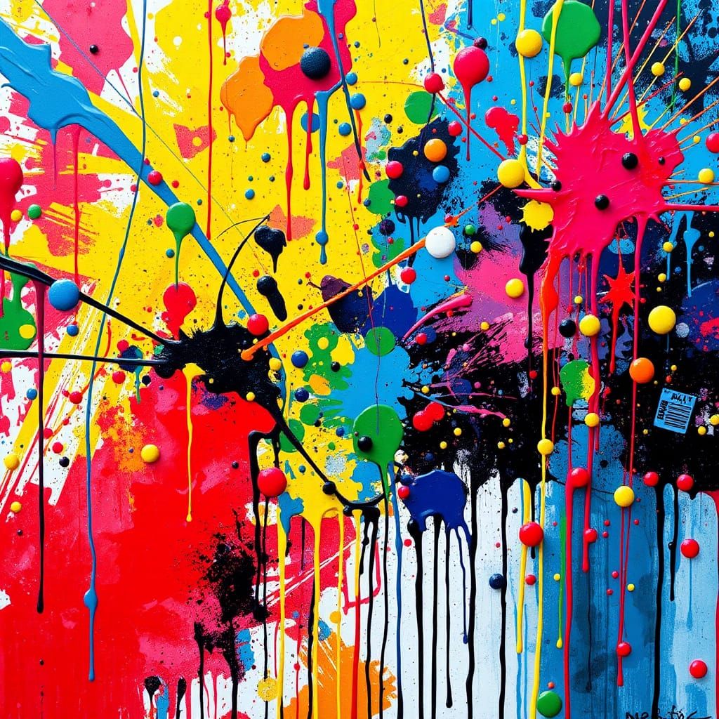 Abstract Expressionism: Dynamic Splatter Art in Polychromati...
