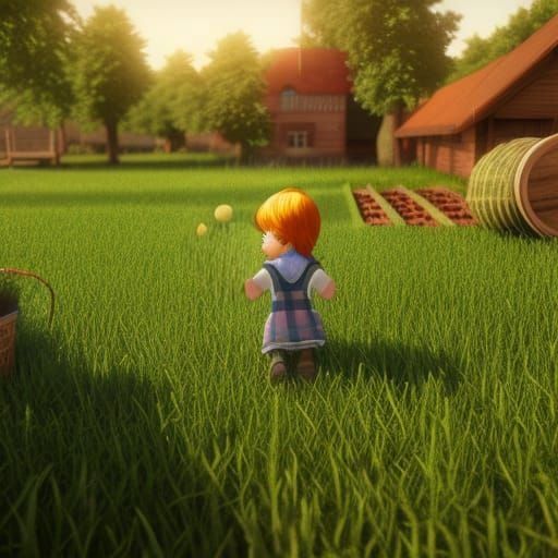Hyper-Realistic Harvest Moon Scene in 3D
