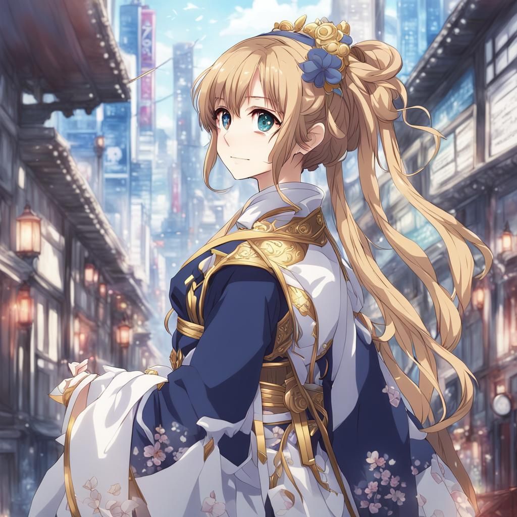 Stylized Anime Woman in Key Visual Style