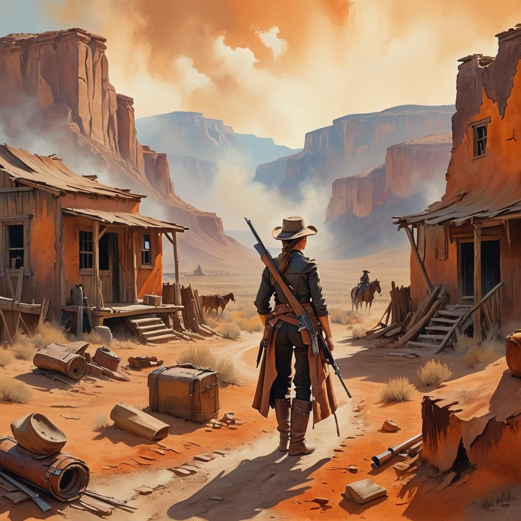Heroic Female Pioneer in Dusty 1850s Old West