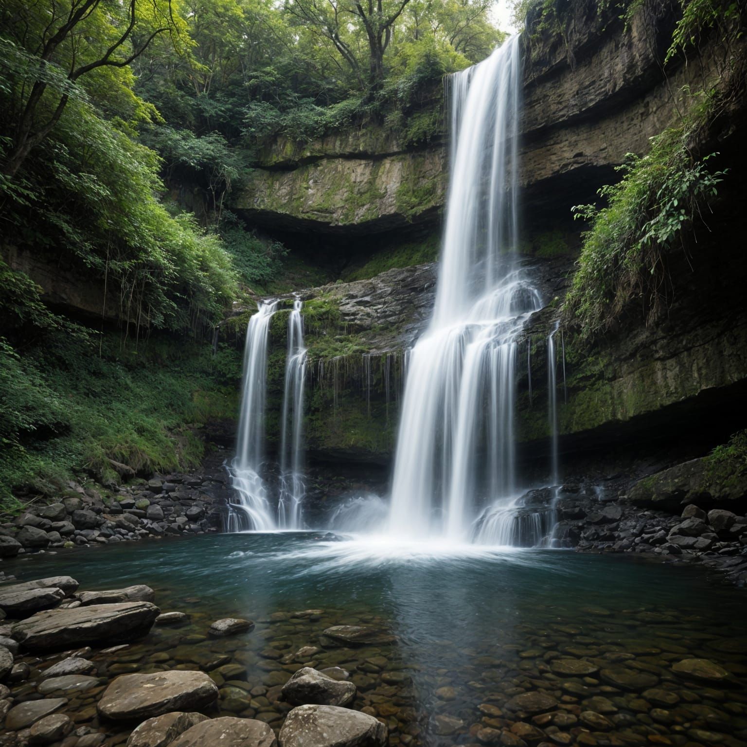 Serenade of Circles: Beautiful Waterfall Landscape