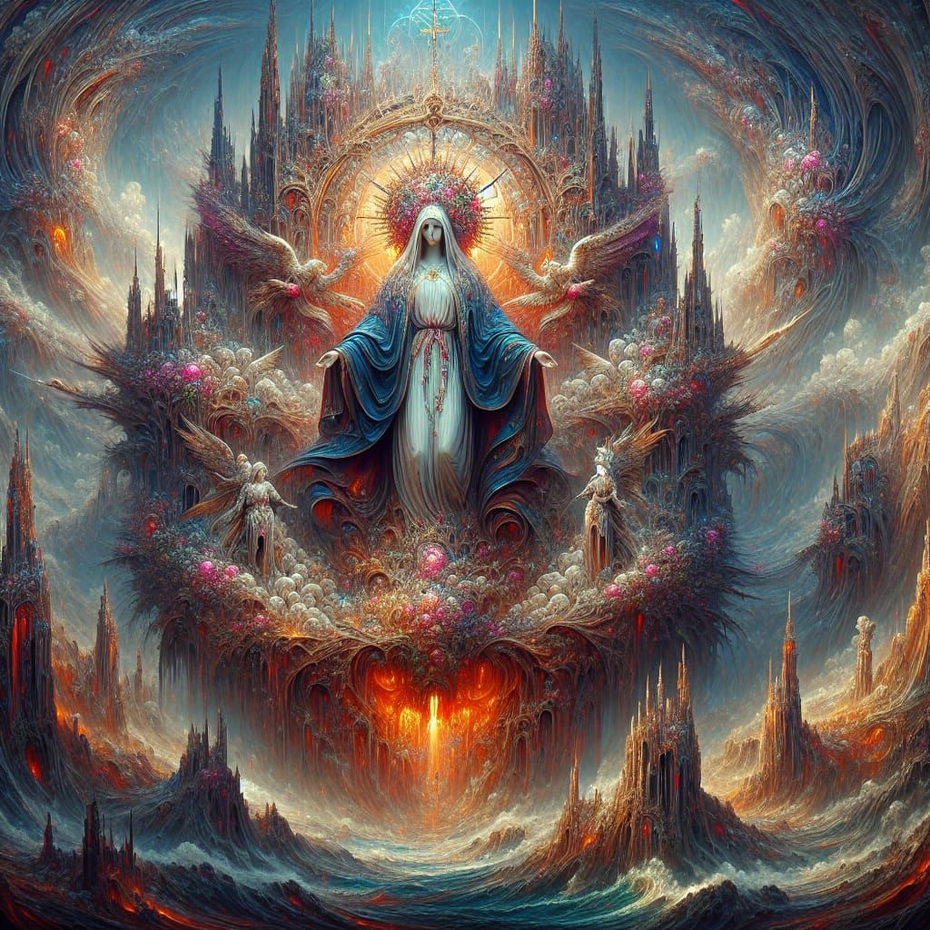 Holy Mary as Queen: Fantasy Concept Art