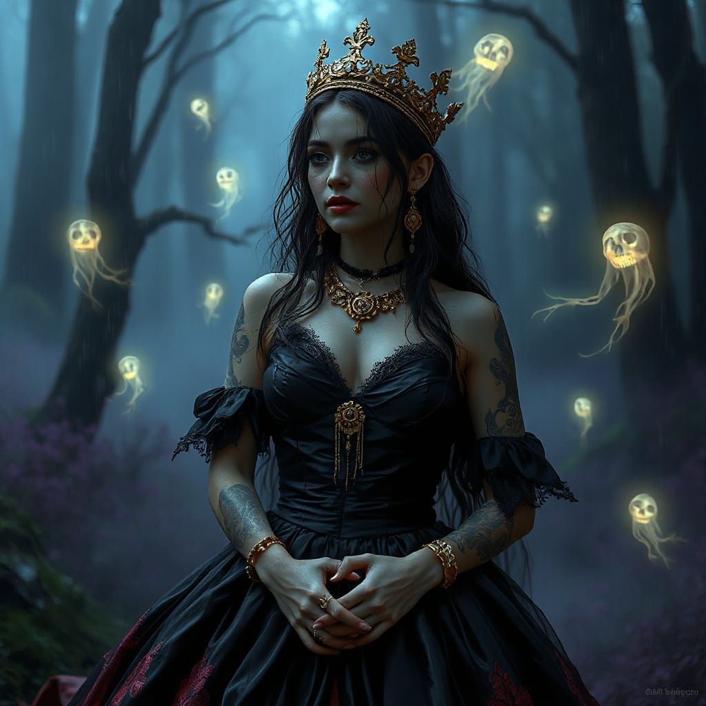 Ethereal Dark Fantasy Bride in a Haunted Forest