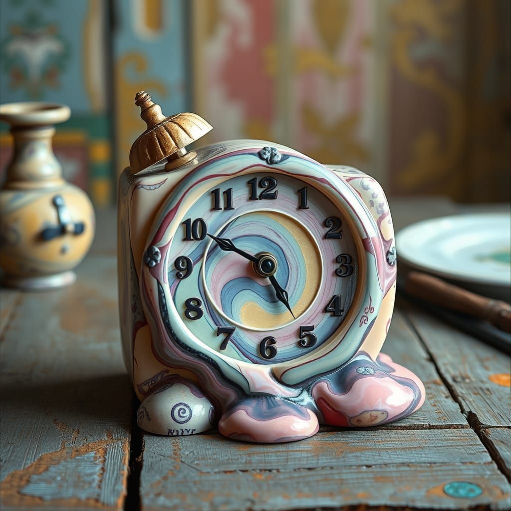 Surreal Soap Bar Clock on Vintage Wooden Table