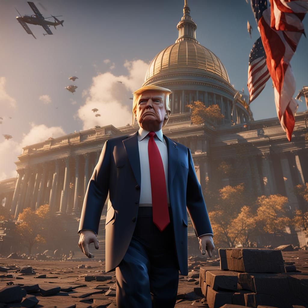 Hyperrealistic 3D Render of Donald Trump