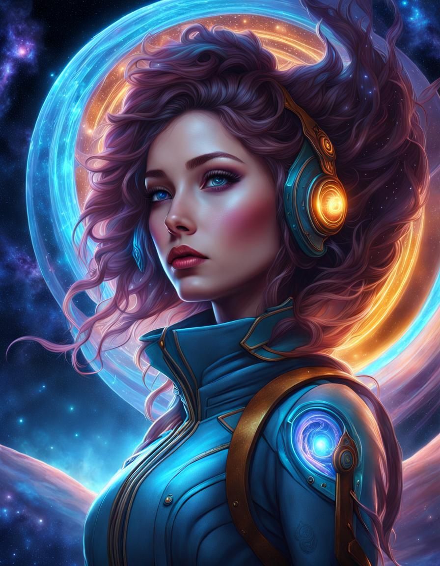 Astral Aetherpunk Girl Portrait in Digital Art