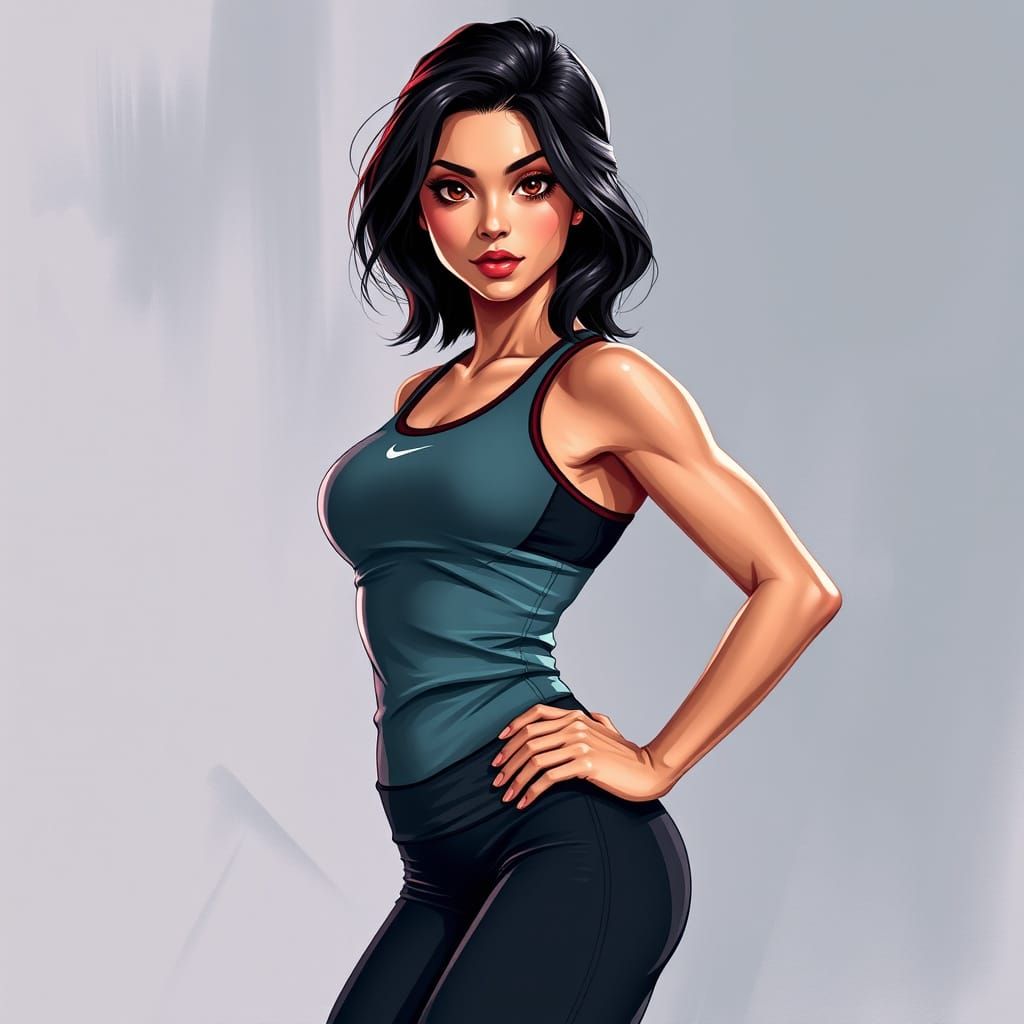 Petite Woman with Athletic Build, Dark Hair, and Expressive ...