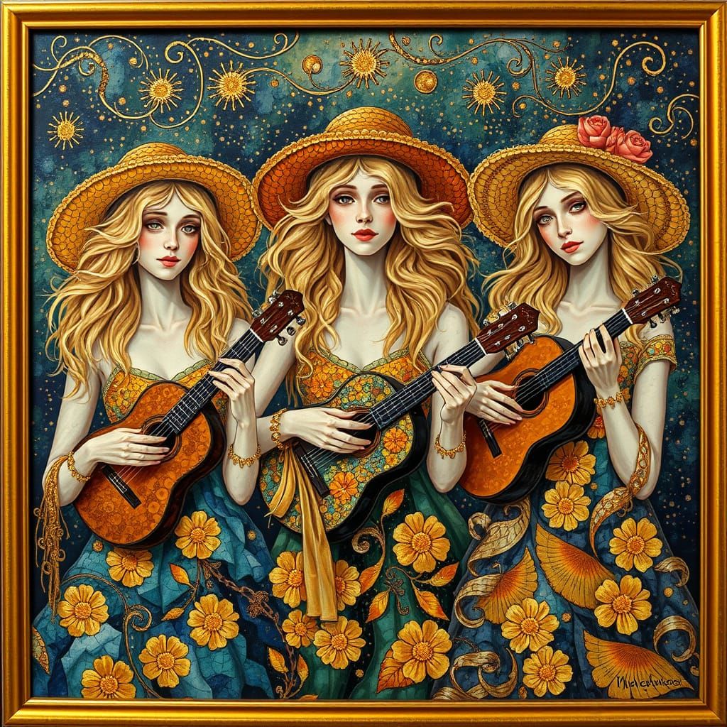 Golden Goddesses in Dreamlike Harmony