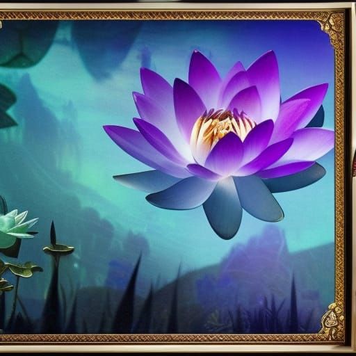 Big blue Lotus flower& magical vibes& spiritual vibes& shimm...