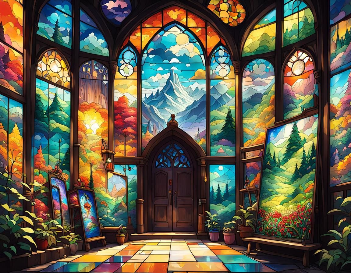 Stained Glass Valley Inspired by Ghibli and Disney