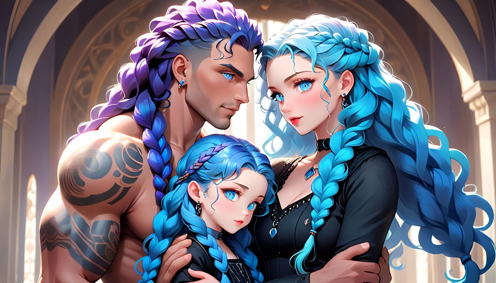 Anime Family Portrait in Saint Seiya Style