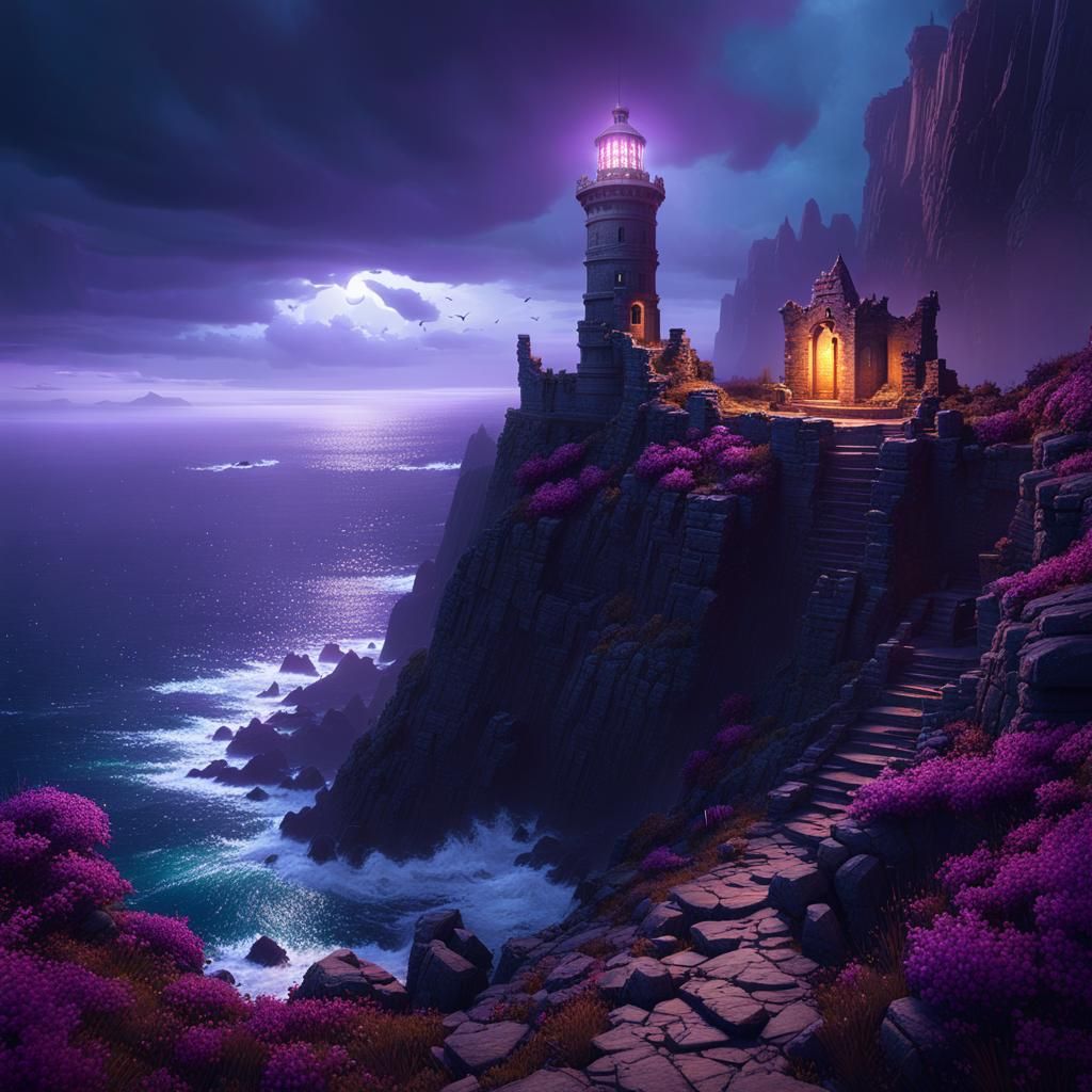 Goblin-Infested Lighthouse Concept Art in Dark Fantasy Style