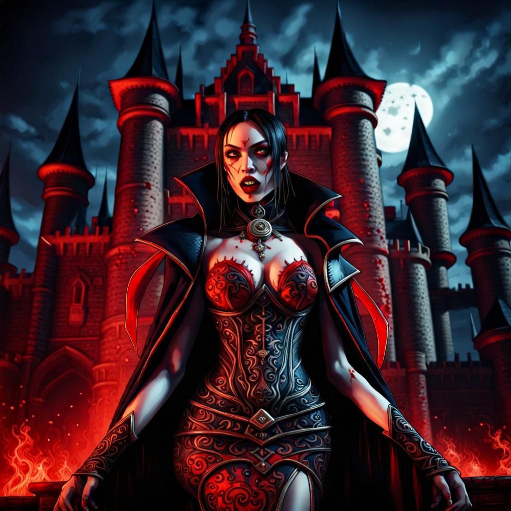 Hellfire Vampire Empress with Bloody Fangs