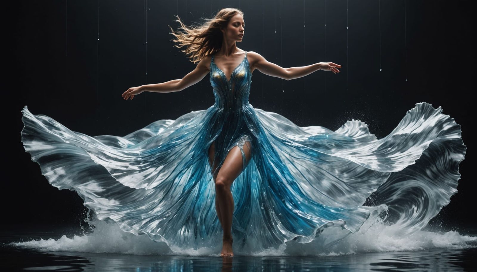 Whirling Water Goddess in Ultra-HD Cinematic Style