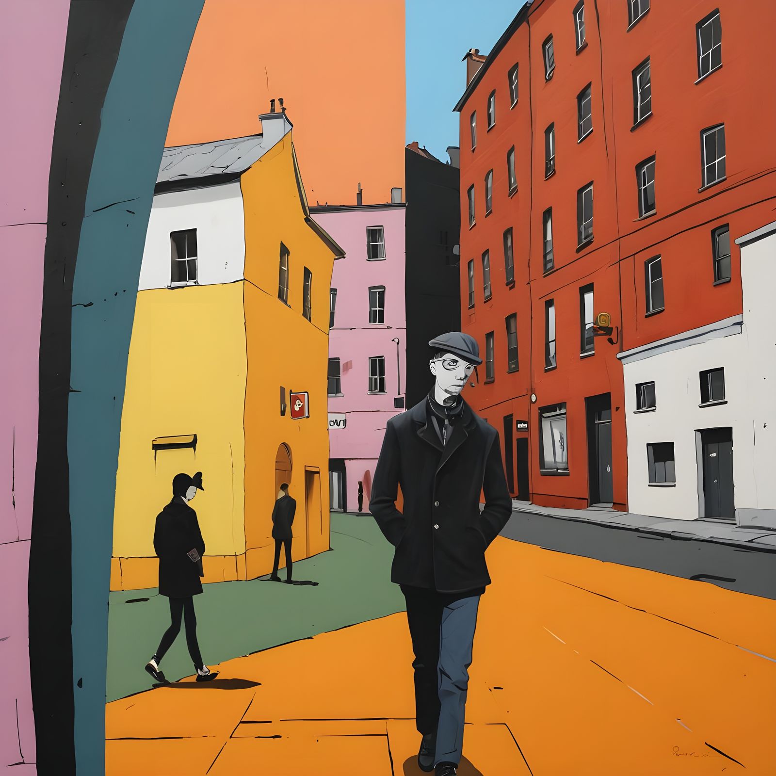 Expressive Urban Street Scene in Benoit Guillaume Style
