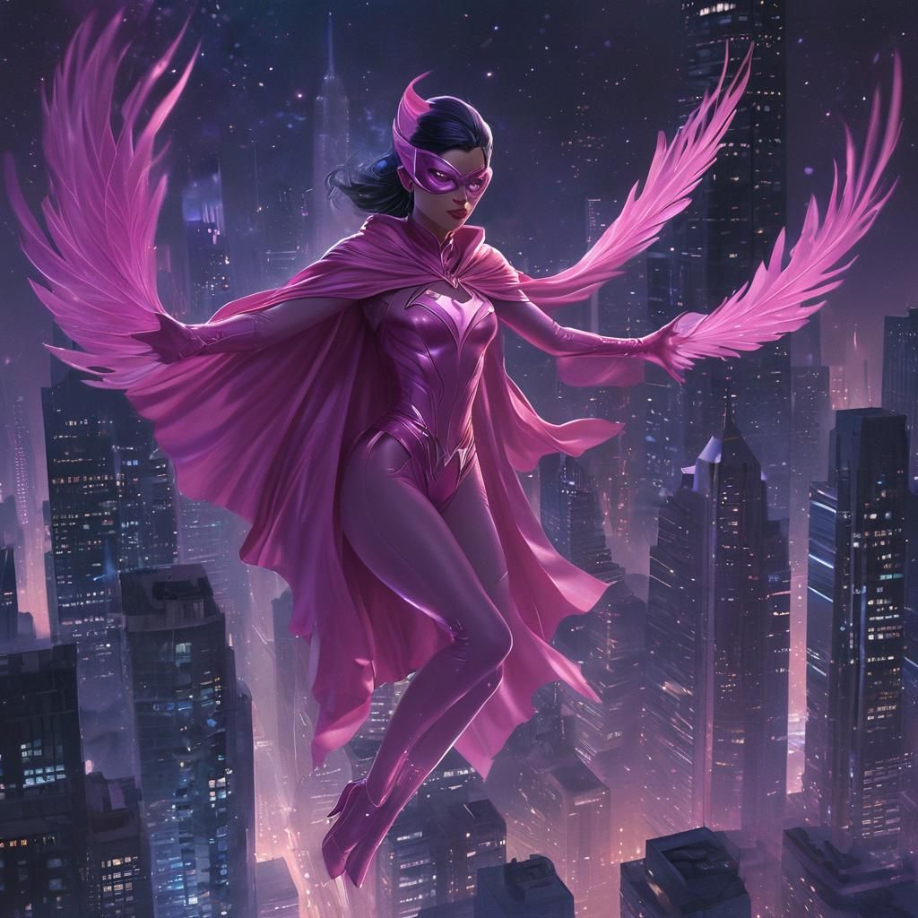 Female pink Jay Bird superhero
