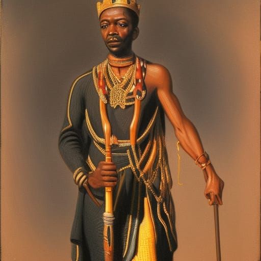 Majestic African King Holding Scepter