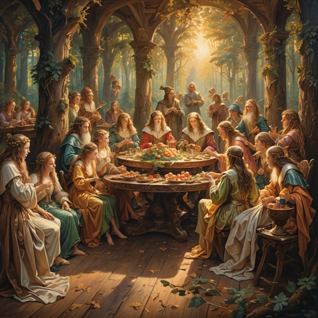 Elves at Dinner in Renaissance Style