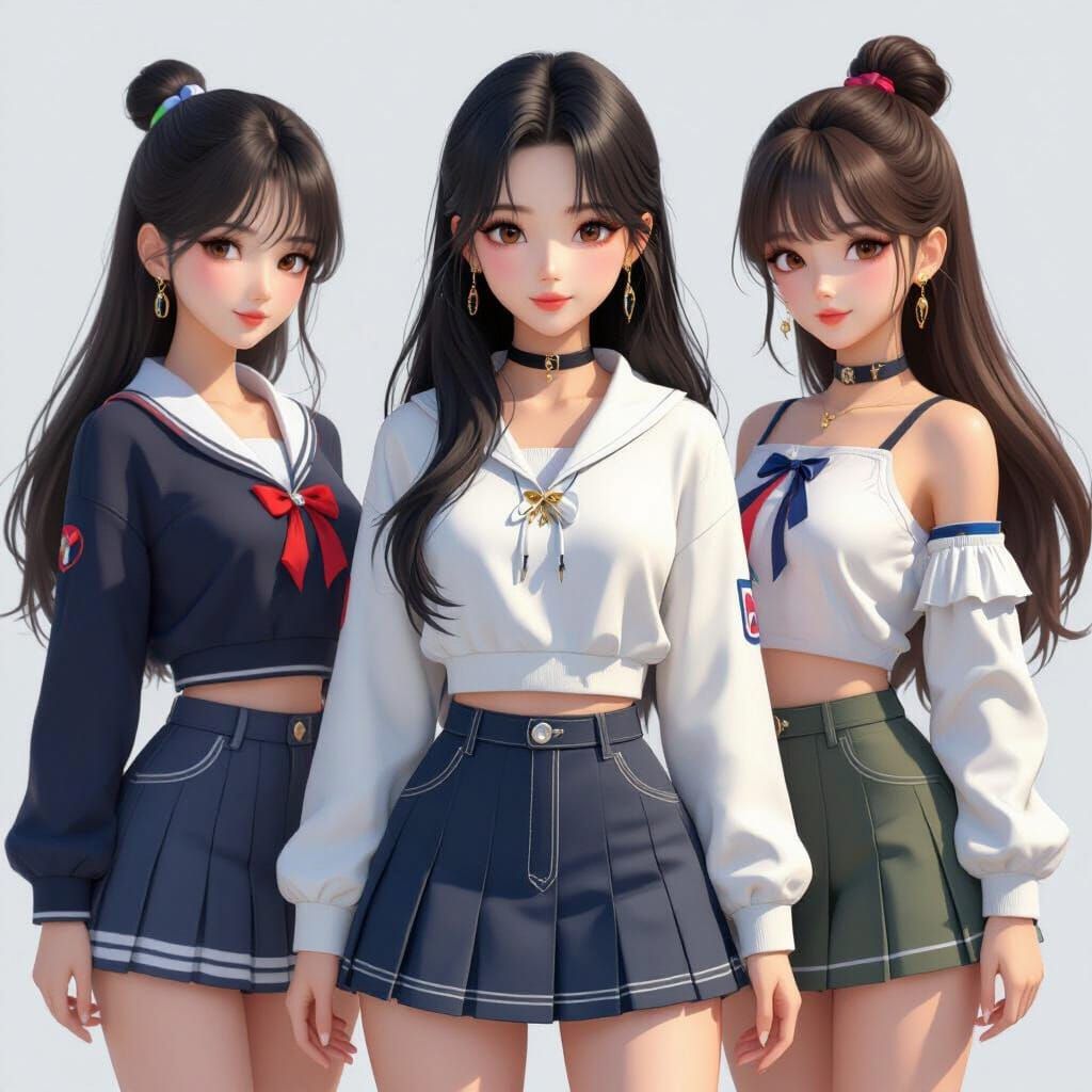 K-Pop Girl Band in 3D Anime Style