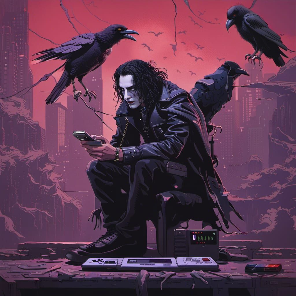 The Crow Plays Game Boy: Detailed Matte Painting