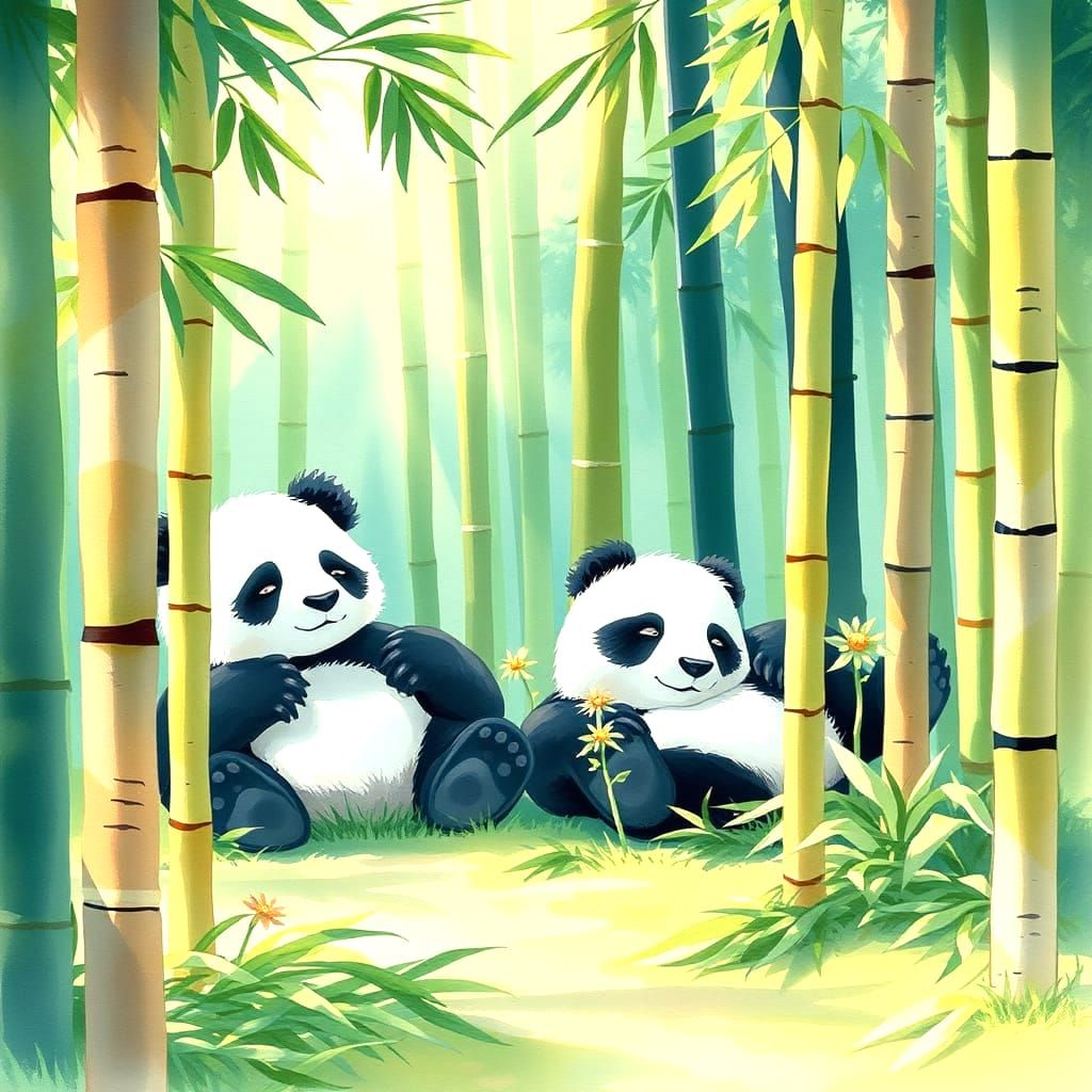 Endearing Giant Pandas Roam in Serene Natural Habitats