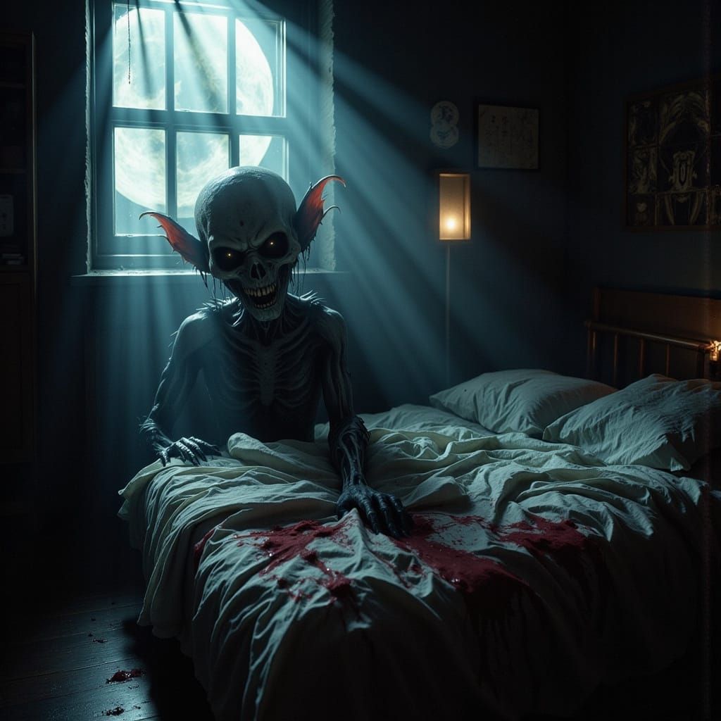 Sinister Creature Lurks Beneath the Bed in a Hyper-Realistic...