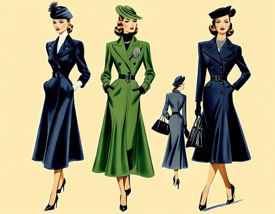 Fashion Illustration: Winter Collection in Dior's 1940s Styl...