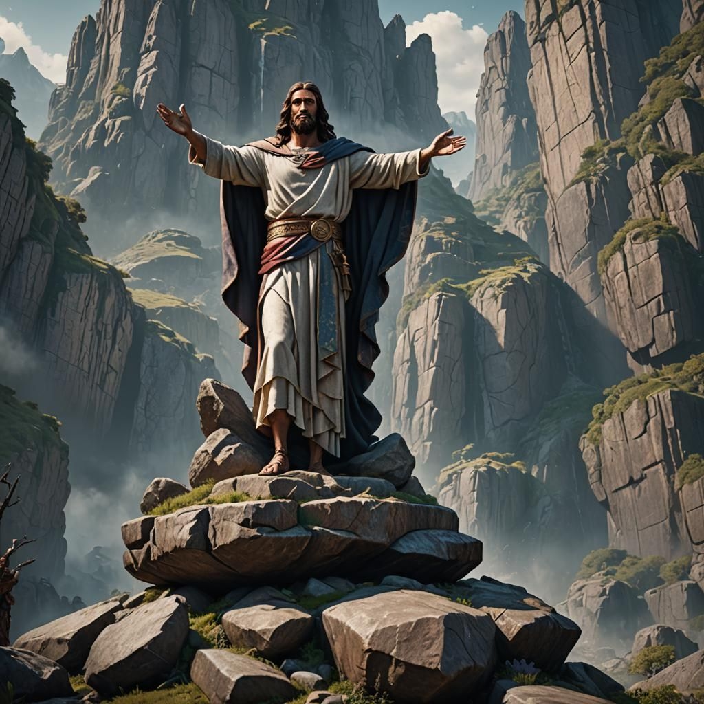 Risen Christ on Stone, Detailed Matte Painting