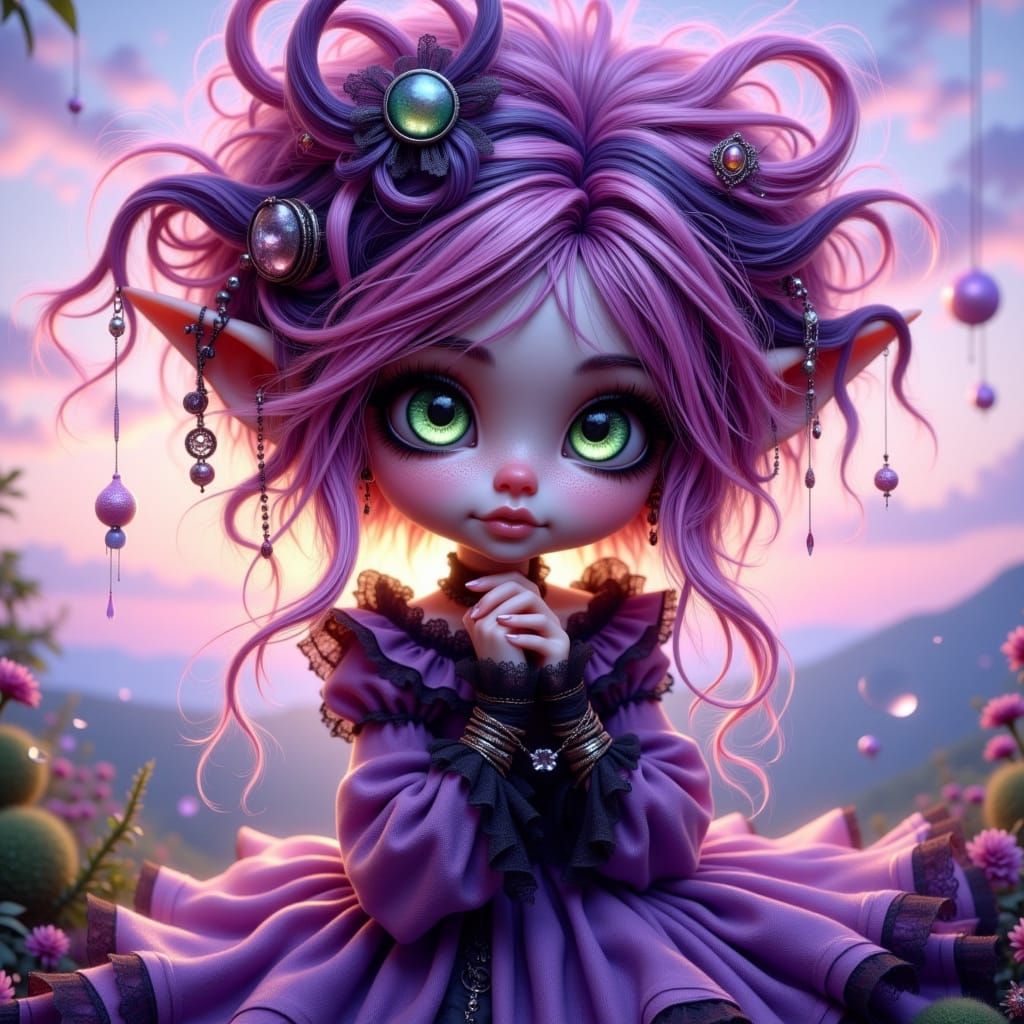 "<lora:Bohemian Whimsy:1.0> ""Whimsical chibi clown girl, ex...