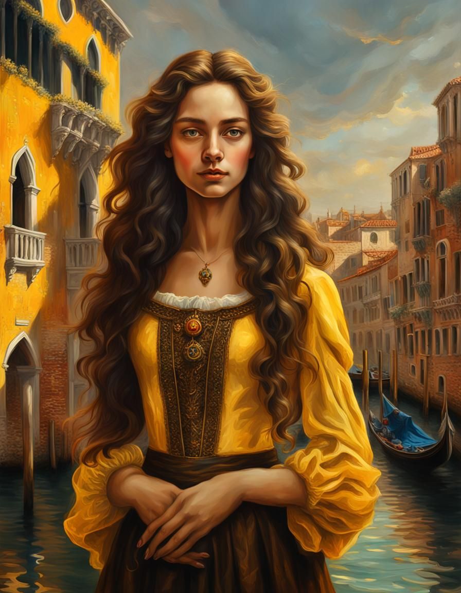 Woman in 17th Century Venice Digital Portrait