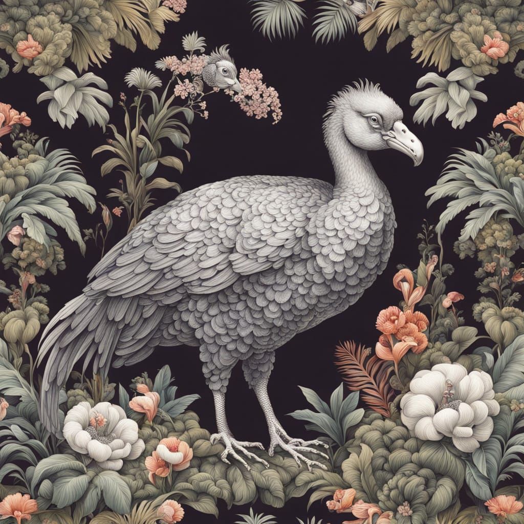 Majestic Dodo Bird in Lush 18th Century Naturalist Style