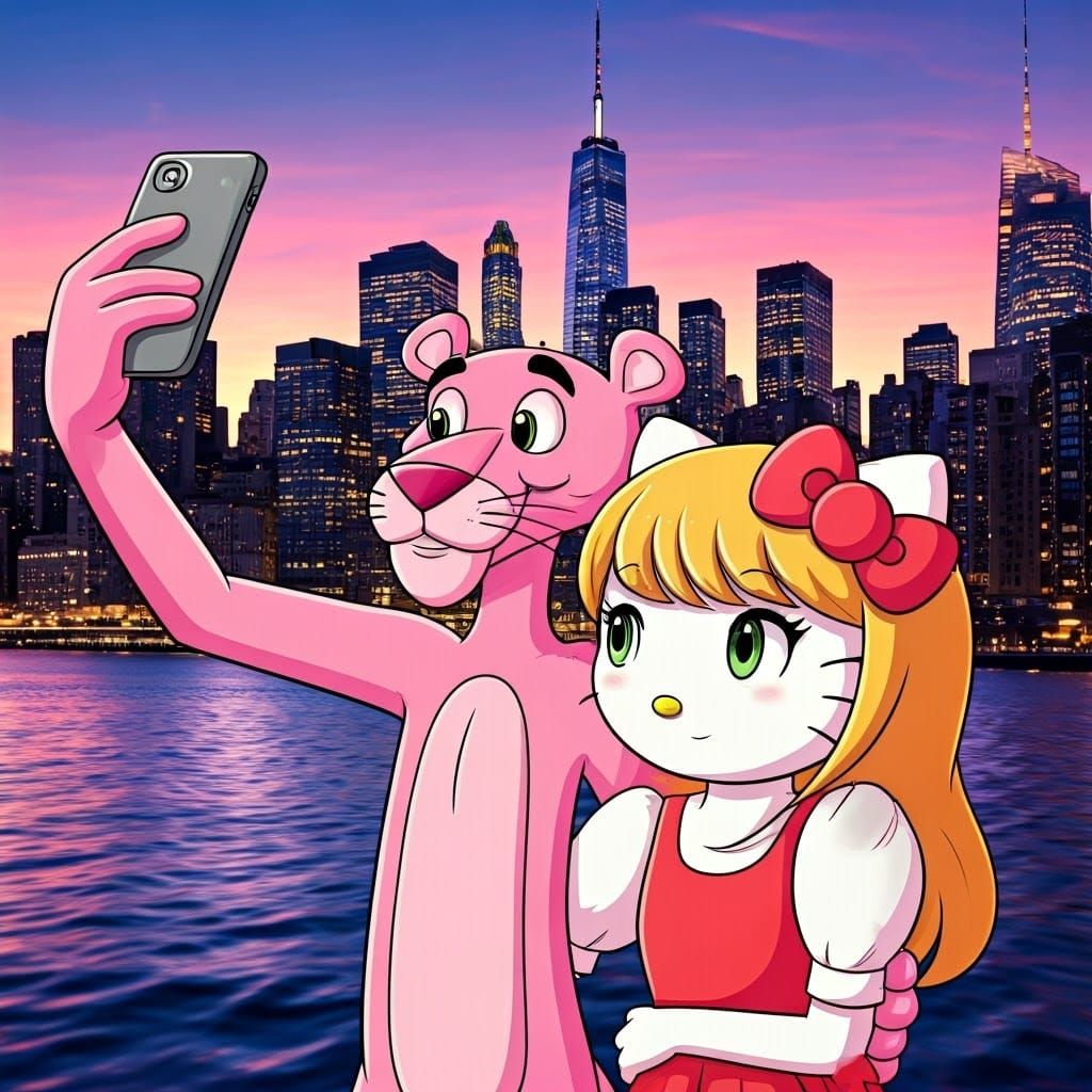 Feline Friends Pose in Anime-Inspired NYC Scene