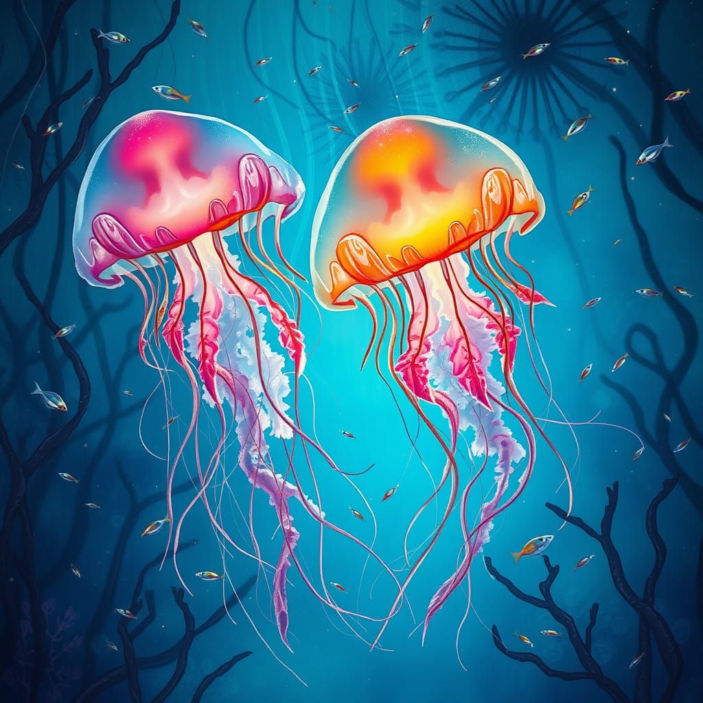 Whimsical Jellyfish in Oceanic Dreamscape