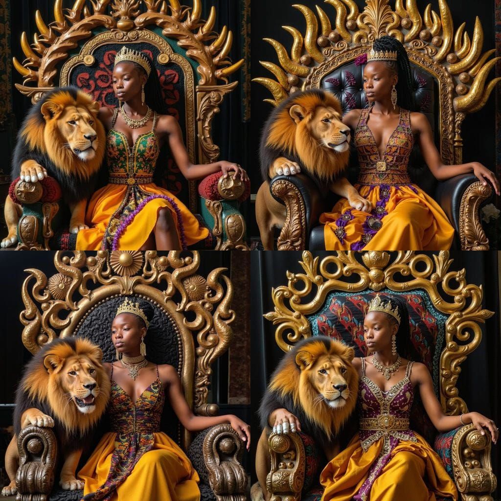 Majestic African Queen in Golden Splendor